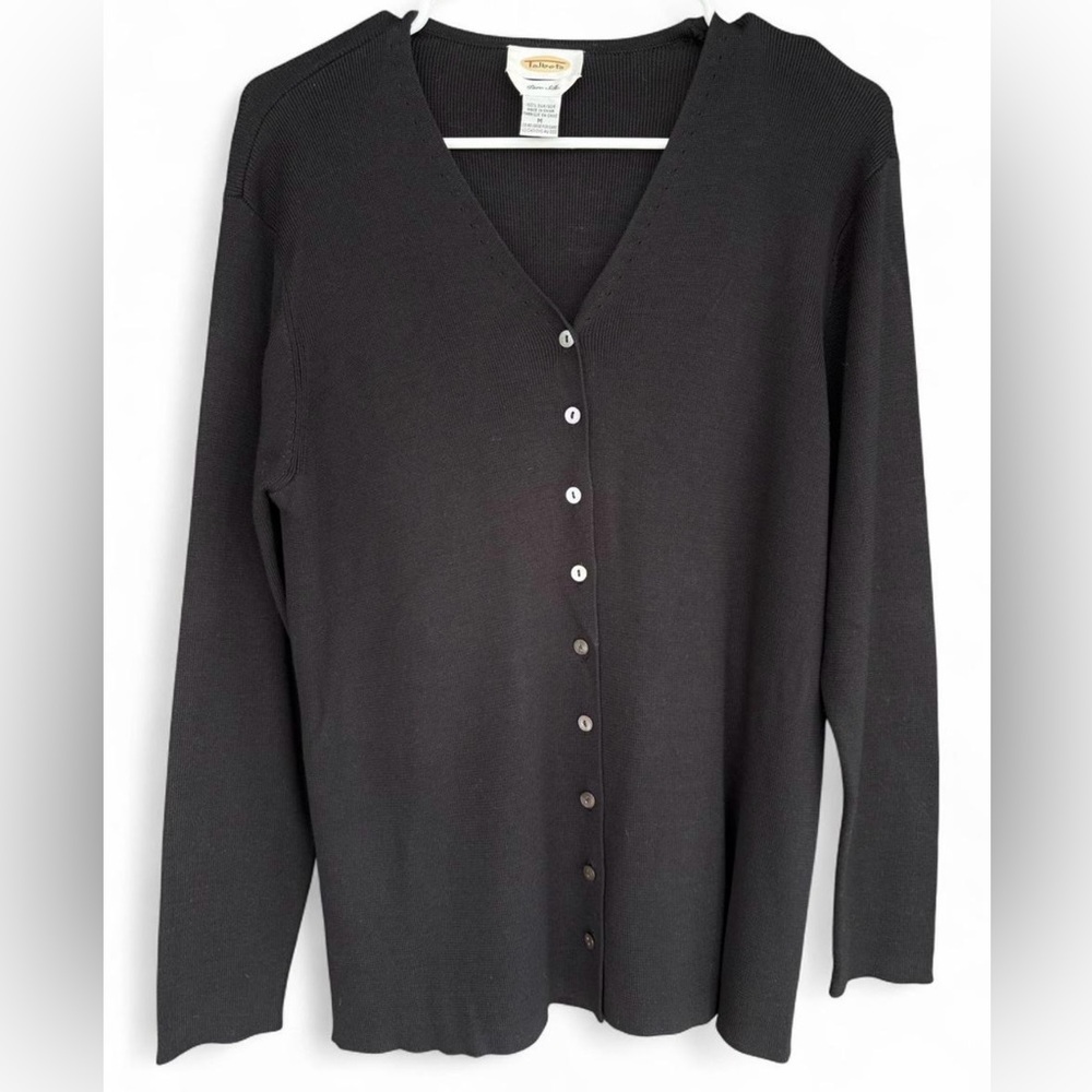 Women's Talbots Pure Silk Black Button Down Cardigan Size‎ Medium